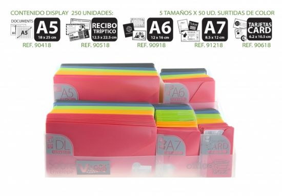 Poza cu Display suport 250 buc plicuri plastic OFFICE BOX, culori Vital