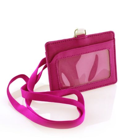 Poza cu Set ecuson orizontal + snur cu clips ROZ