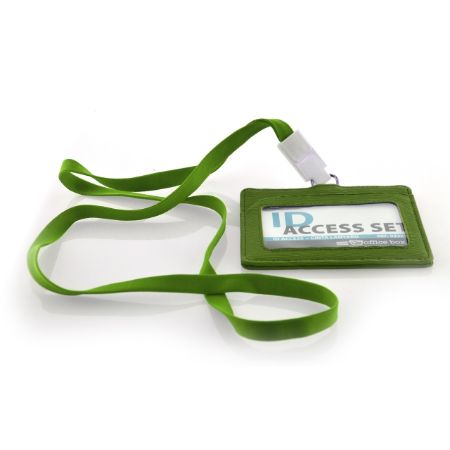 Poza cu Set ecuson orizontal + snur cu clips VERDE