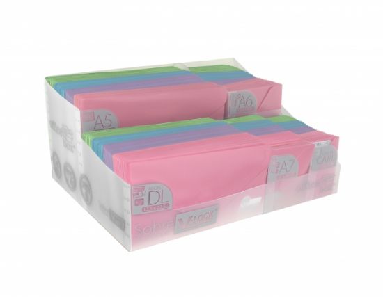 Poza cu DISPLAY SUPORT 250 BUC OFFICE BOX PLICURI PLASTIC CLAPA IN V, CULORI TRANSPARENTE