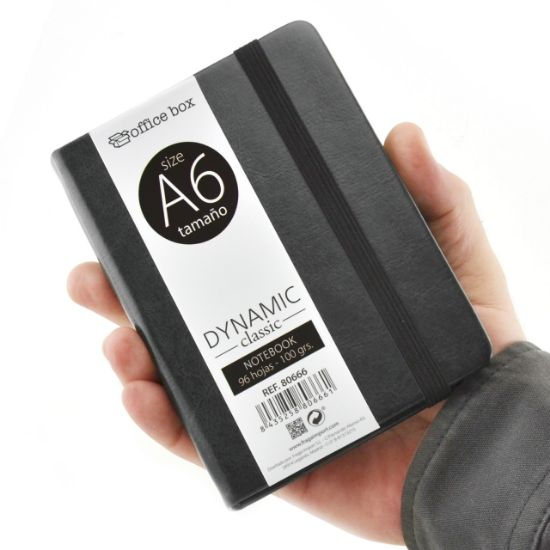 Poza cu Notebook A6 PREMIUM, imitatie piele culoare NEGRU