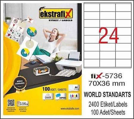 Poza cu Etichete laser 24/A4 100 coli/top 70*36