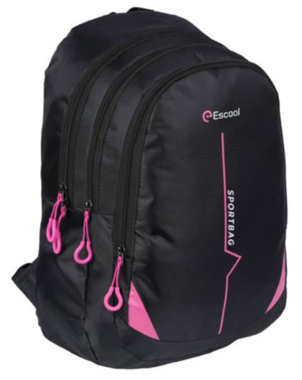 Poza cu Ghiozdan SPORTBAG cu 3 compartimente 43 x 32 x 23cm NEGRU cu ROZ