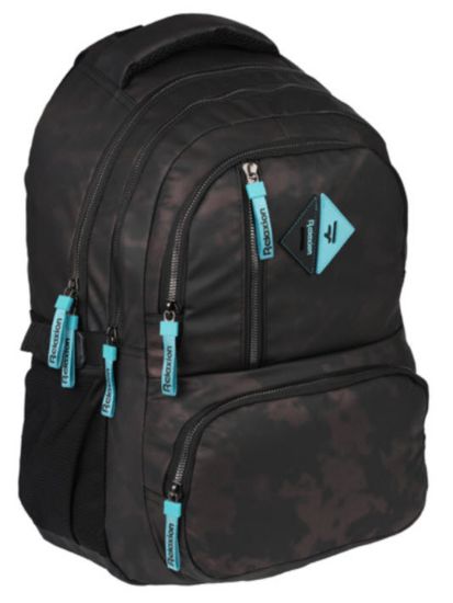 Poza cu Ghiozdan cu 2 compartimente si 3 buzunare exterioare cu fermoar 45 x 32 x 25 cm BORDEAUX METALIC