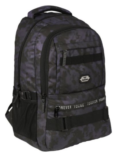 Poza cu Ghiozdan FOREVER YOUNG cu 2 compartimente si 2 buzunare exterioare cu fermoar 46 x 34 x 27 cm PURPLE METALIC