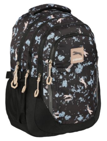 Poza cu Ghiozdan GREYHOUND cu 3 compartimente si buzunar exterioar cu fermoar 46 x 34 x 27 cm NEGRU cu BEJ