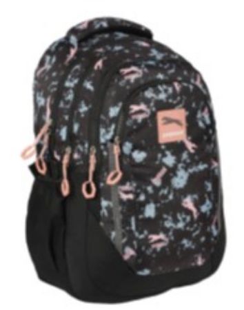 Poza cu Ghiozdan GREYHOUND cu 3 compartimente si buzunar exterioar cu fermoar 46 x 34 x 27 cm NEGRU cu PURPLE