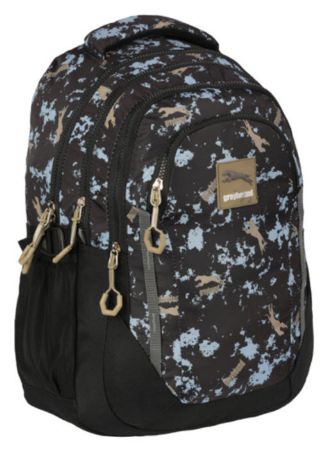 Poza cu Ghiozdan GREYHOUND cu 3 compartimente si buzunar exterioar cu fermoar 46 x 34 x 27 cm NEGRU cu MARON