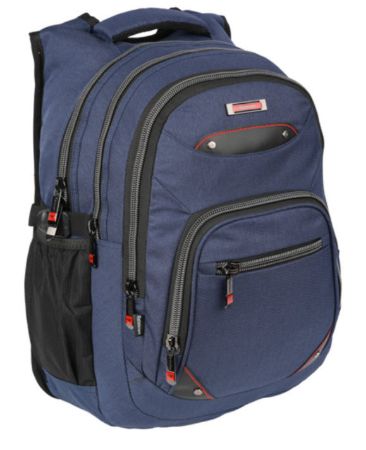 Poza cu Ghiozdan cu 3 compartimente si 2 buzunare exterioare cu fermoar 46 x 34 x 24 cm BLEUMARIN