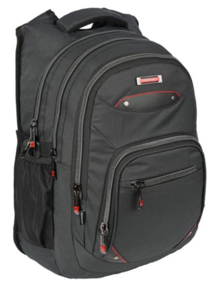 Poza cu Ghiozdan cu 3 compartimente si 2 buzunare exterioare cu fermoar 46 x 34 x 24 cm NEGRU