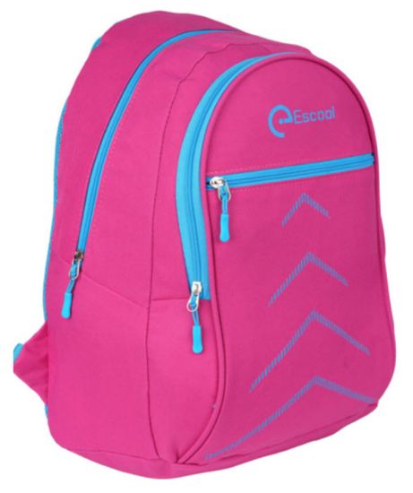 Poza cu Ghiozdan ESCOOL cu 2 compartimente si buzunar exterior destinat fetelor 44 x 33 x 23 cm ROZ