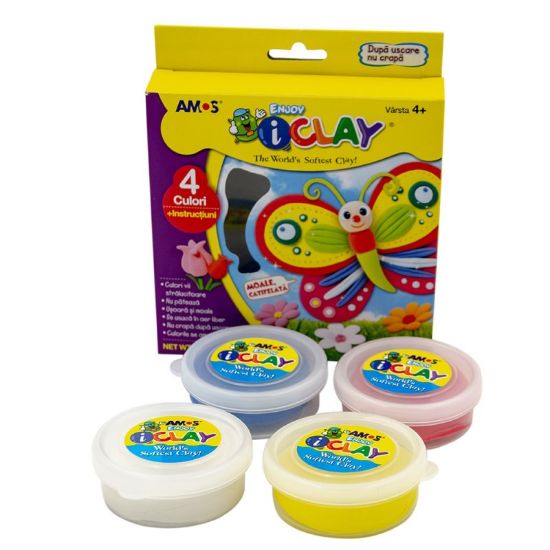 Poza cu Plastilina Amos iClay IC18P4, 4x18g, set 4 culori