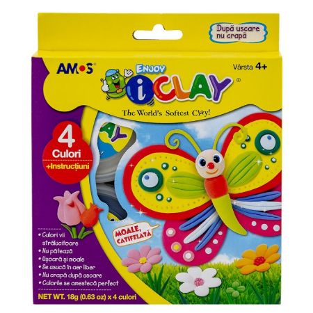 Poza cu Plastilina Amos iClay IC18P4, 4x18g, set 4 culori