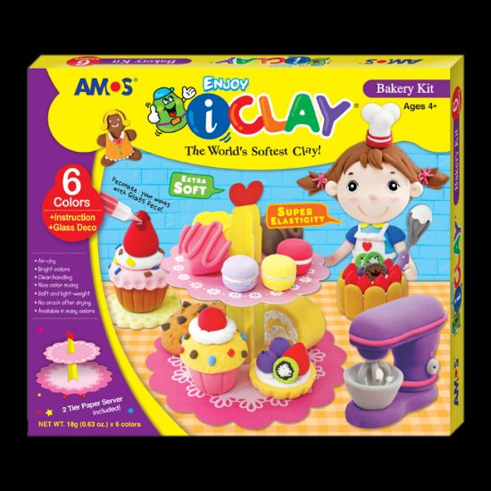 Poza cu Plastilina Amos iClay IC18P6BK, cu accesorii Bakery