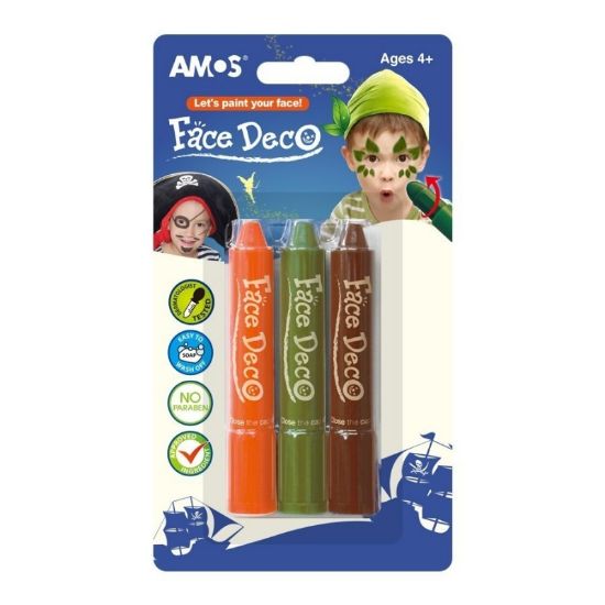 Poza cu Face Deco AMOS FD5B3B Pirat - set de 3 culori: maro, kaki, portocaliu