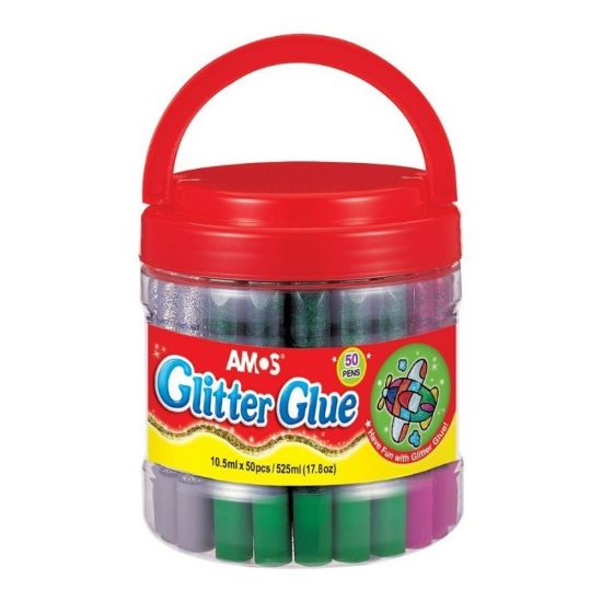 Poza cu Lipici lichid cu sclipici, diverse culori, borcan cu 50 buc, Amos, GCL10BK50