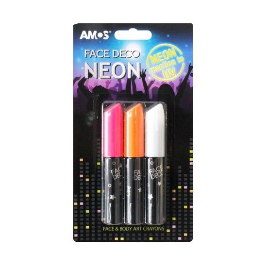 Poza cu Face Deco AMOS Neon FD10B3-ND, set de 3 culori: roz, portocaliu, alb