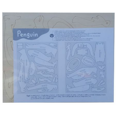 Poza cu Puzzle lemn 3D - Pinguini, de colorat, Amos