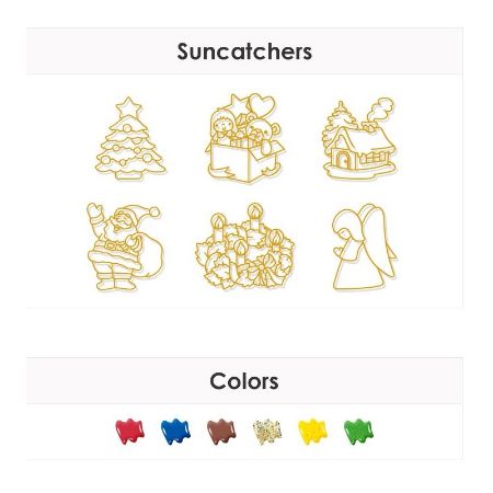 Poza cu Set creatie AMOS SD10P6-CH, GlassDeco Christmass, 6 culori /10.5ml+6 sabloane