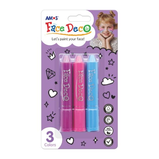 Poza cu Face Deco AMOS FD5B3G Printesa - set de 3 culori: bleu, roz, siclam