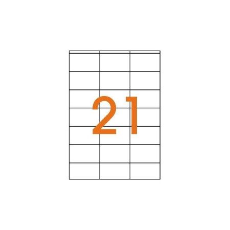 Poza cu Etichete autocolante Agipa 101130/119009, 21/A4, 70x42mm, permanente, colturi drepte, alb, top 100 coli (2100 etichete)