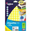 Poza cu Etichete autocolante Agipa 114314, 96/A5, 15mm, permanente, rotund, galben, top 10 coli (960 etichete)