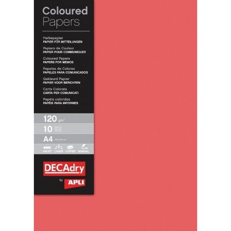 Poza cu Hartie colorata A4 DECAdry 12171, 120g/mp, rosu, top 10 coli