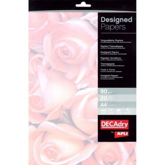 Poza cu Hartie cu model A4 DECAdry TSC6690, 90g/mp, model trandafiri, set 20 coli