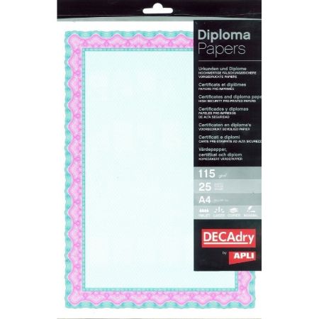 Poza cu Hartie tip diploma A4 DECAdry Spiral OSD4055, 115g/mp, turcoaz / grena, set 25 coli