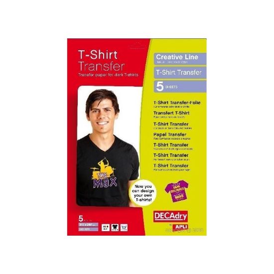 Poza cu Hartie transfer tricouri DECAdry Inkjet OCI4771, A4, pentru culori intense, set 5 coli