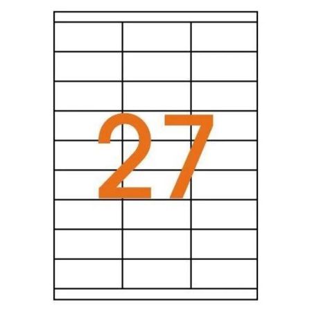 Poza cu Etichete autocolante Agipa 119030, 27/A4, 70x31mm, permanente, colturi drepte, alb, top 100 coli (2700 etichete)