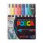 Poza cu Marker UNI Posca PC-1MR, varf fin metalic, 0.7mm, set 8 culori