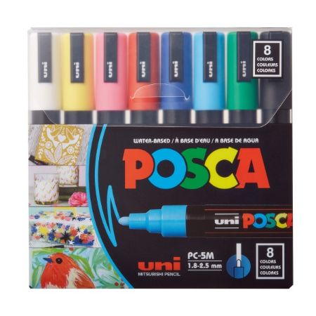 Poza cu Marker UNI Posca PC-3M, varf rotund, 0.9-1.3mm, set  4 culori