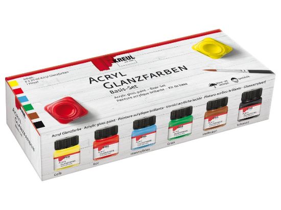 Poza cu Vopsea acrilica glossy Basic Kreul, set 6 buc x 20 ml