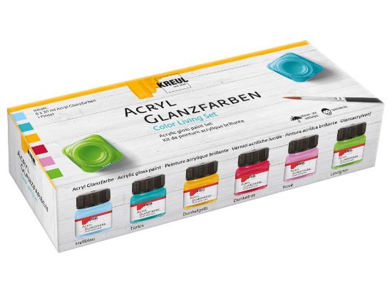 Poza cu Vopsea acrilica glossy Color Living Kreul, set 6 buc x 20 ml