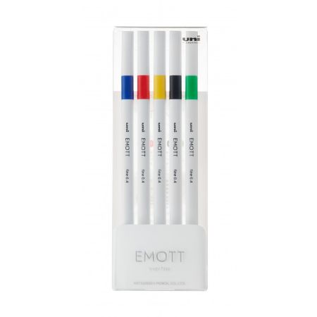 Poza cu Fineliner UNI EMOTT PEM-SY, 0.4mm, NO.1, set 5 culori intense