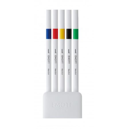Poza cu Fineliner UNI EMOTT PEM-SY, 0.4mm, NO.1, set 5 culori intense