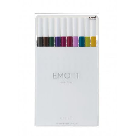 Poza cu Fineliner UNI EMOTT PEM-SY, 0.4mm, NO.3, set 10 culori metalizate