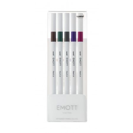 Poza cu Fineliner UNI EMOTT PEM-SY, 0.4mm, NO.3, set 5 culori metalizate