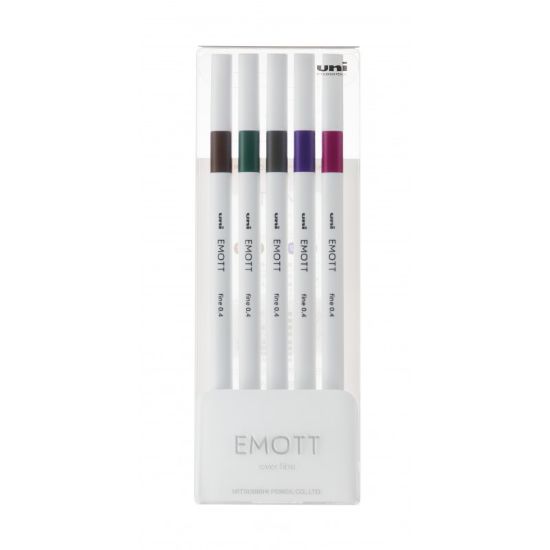 Poza cu Fineliner UNI EMOTT PEM-SY, 0.4mm, NO.3, set 5 culori metalizate