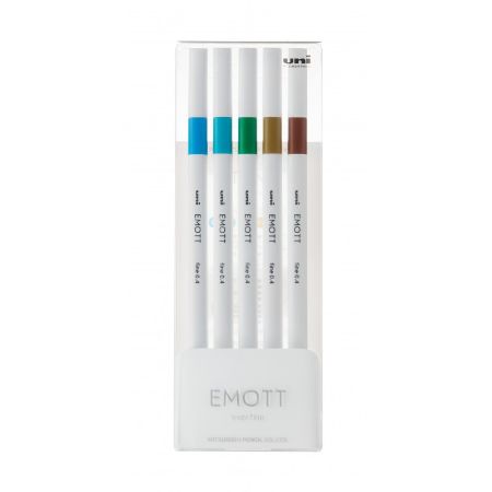 Poza cu Fineliner UNI EMOTT PEM-SY, 0.4mm, NO.4, set 5 culori metalizate