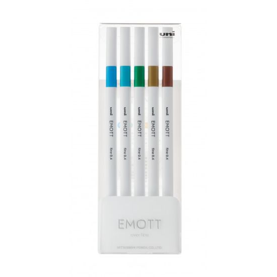 Poza cu Fineliner UNI EMOTT PEM-SY, 0.4mm, NO.4, set 5 culori metalizate