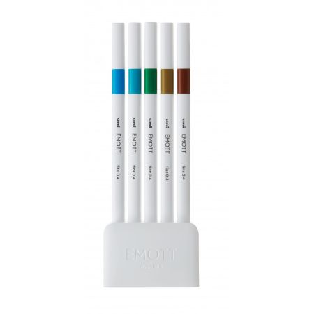 Poza cu Fineliner UNI EMOTT PEM-SY, 0.4mm, NO.4, set 5 culori metalizate