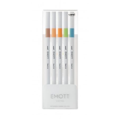 Poza cu Fineliner UNI EMOTT PEM-SY, 0.4mm, NO.6, set 5 culori pastel