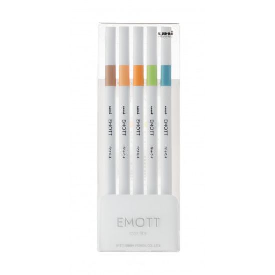 Poza cu Fineliner UNI EMOTT PEM-SY, 0.4mm, NO.6, set 5 culori pastel