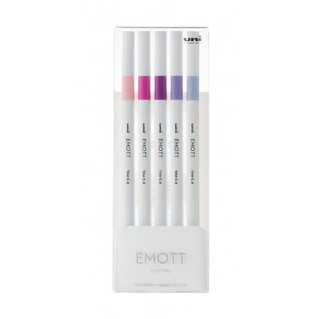 Poza cu Fineliner UNI EMOTT PEM-SY, 0.4mm, NO.7, set 5 culori pastel