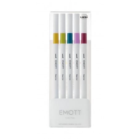 Poza cu Fineliner UNI EMOTT PEM-SY, 0.4mm, NO.8, set 5 culori pastel