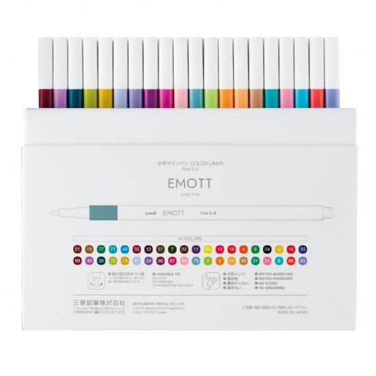 Poza cu Fineliner UNI EMOTT PEM-SY, 0.4mm, set 40 culori