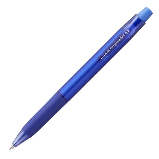 Poza cu Roller Uni-ball Erasable Gel URN-181, 0.7mm, cu guma de sters, corp albastru, scris albastru