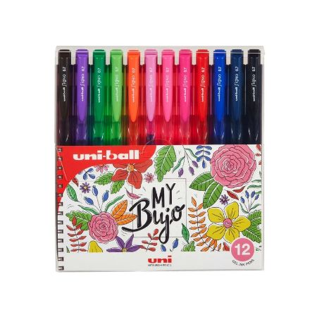 Poza cu Pix cu gel Uni-ball Signo My Bujo UMN-155N, 0.7mm, cu mecanism, corp in culoarea scrisului, set 12 culori intense